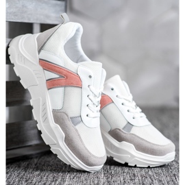 SHELOVET Scarpe da ginnastica sportive bianca rosa multicolore 2