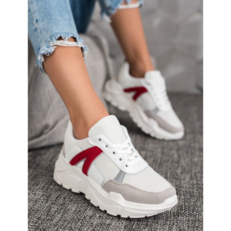 SHELOVET Scarpe da ginnastica sportive bianca rosso multicolore 1
