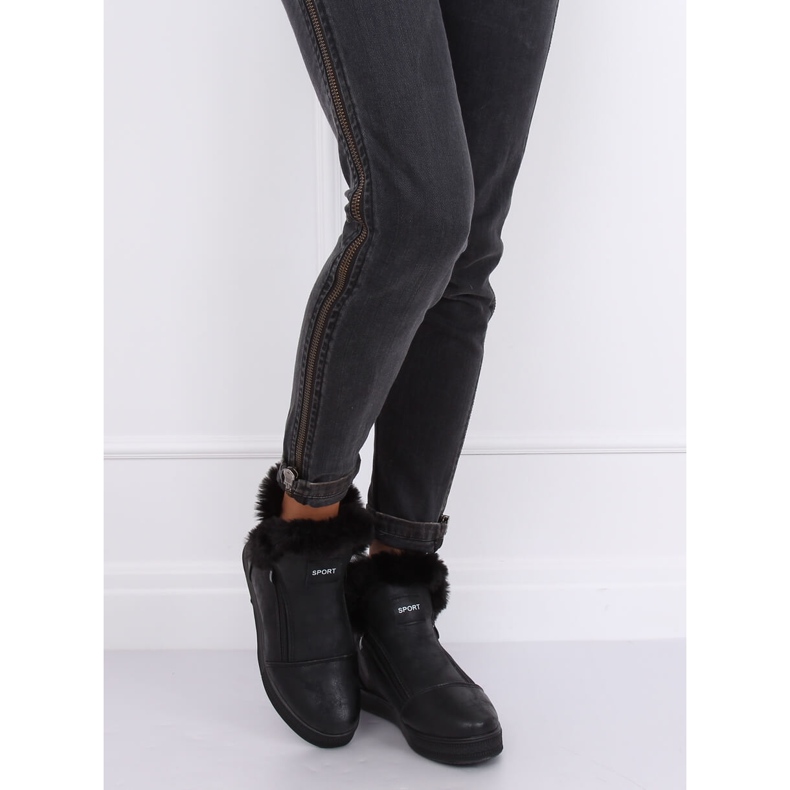 Sneakers nere alte alla caviglia con pelliccia W19-29 Black nero 2