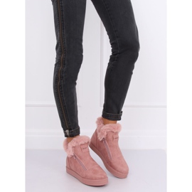 Sneakers rosa alte alla caviglia con pelliccia W19-29 Pink 1