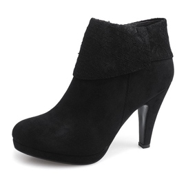 Stivali eleganti su pizzo tacco alto 6-67 nero 2