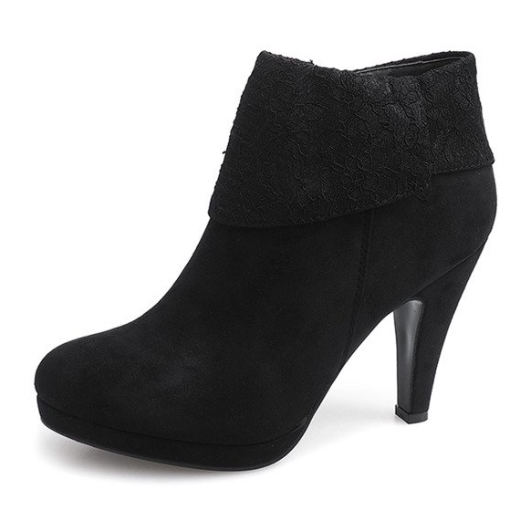 Stivali eleganti su pizzo tacco alto 6-67 nero 2