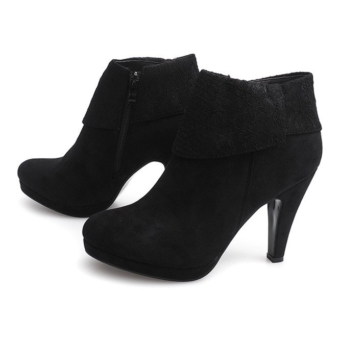 Stivali eleganti su pizzo tacco alto 6-67 nero 1