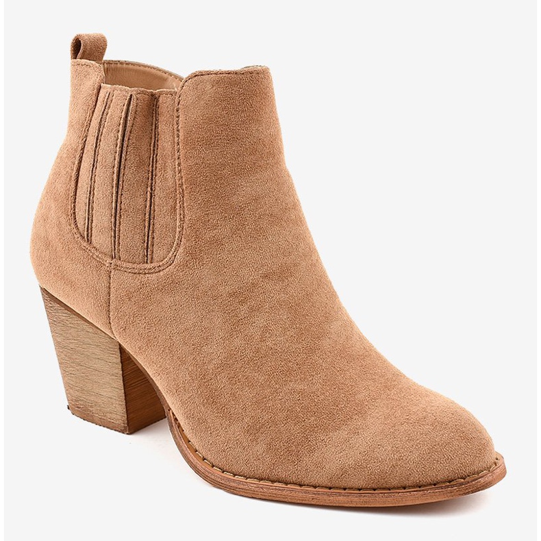 Stivali in camoscio beige sul post SA-3338 1