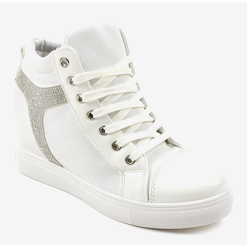 Sneakers bianche con zeppa e paillettes AN2959 bianca 1