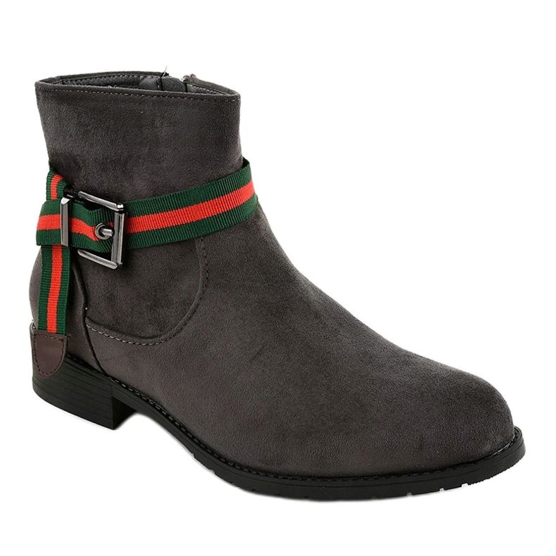 Stivali in camoscio grigio sul post con fibbia 6119 1