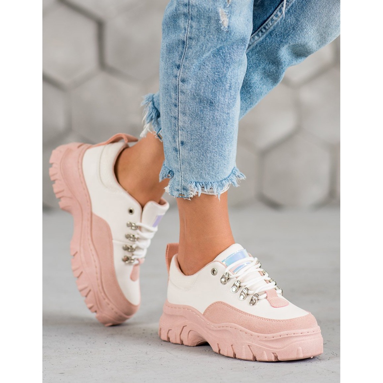 SHELOVET Scarpe sportive stringate rosa 1