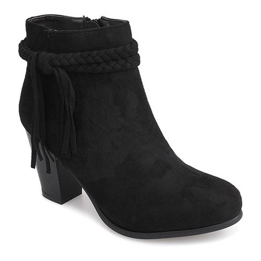 Stivaletti in pelle scamosciata su una barra Frange B324 Black nero 1