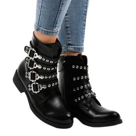 Stivali piatti neri da donna con fibbie JW9 nero 1