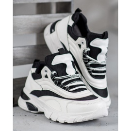 SHELOVET Scarpe da ginnastica alla moda bianca nero 1
