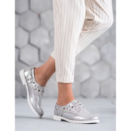 SHELOVET Scarpe annodate con ecopelle grigio 1