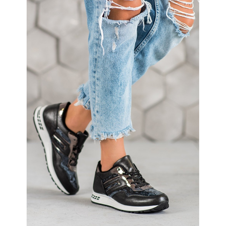 SHELOVET Sneakers con stampa serpente nero 2