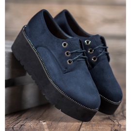 SHELOVET Scarpe in camoscio sulla piattaforma blu 1