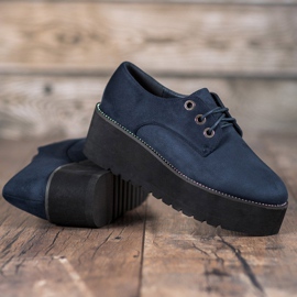 SHELOVET Scarpe in camoscio sulla piattaforma blu 2