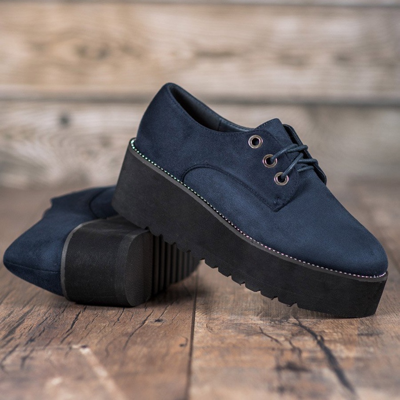 SHELOVET Scarpe in camoscio sulla piattaforma blu 2