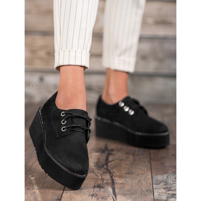 SHELOVET Scarpe in camoscio sulla piattaforma nero 2