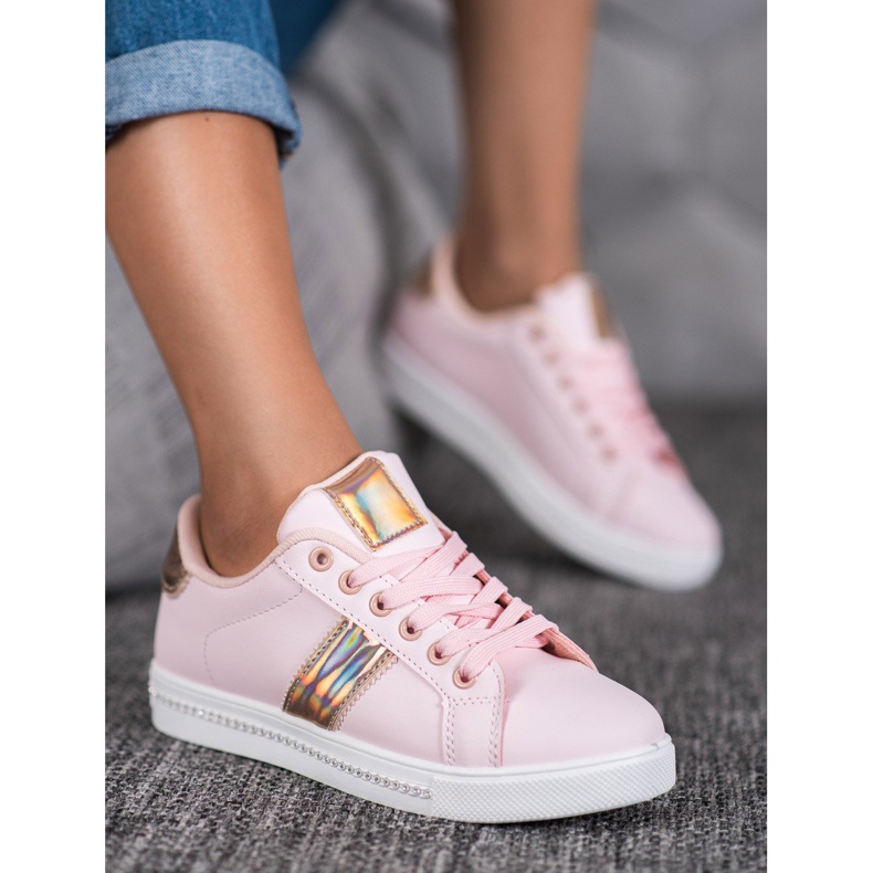 SHELOVET Sneakers Con Cubic Zirconia rosa 2