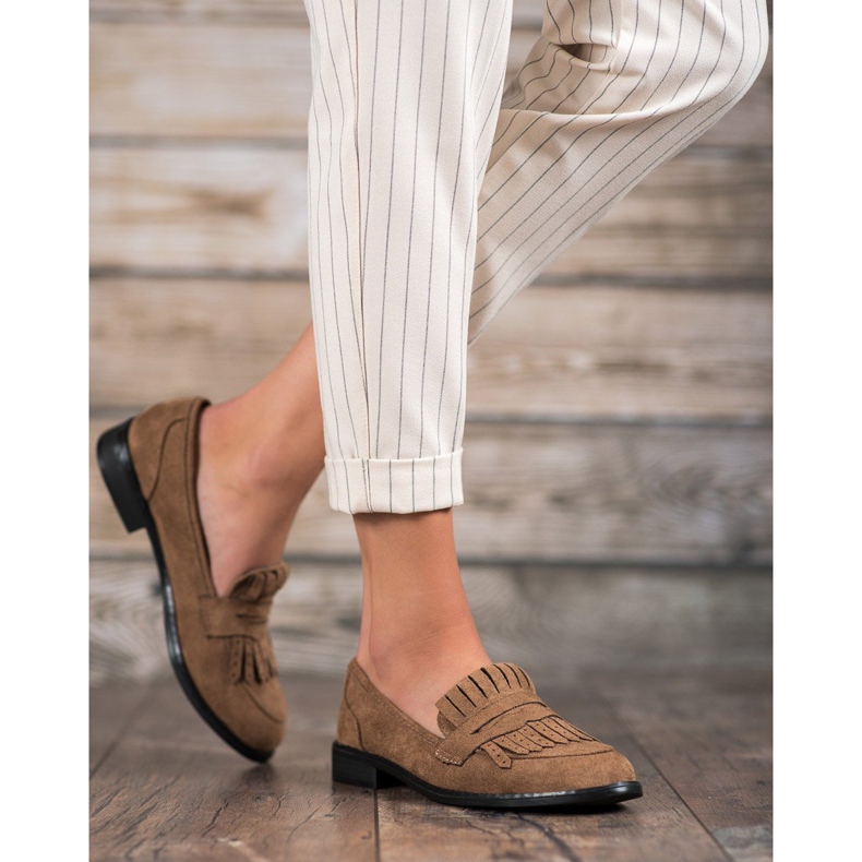 SHELOVET Mocassini con frange marrone 2