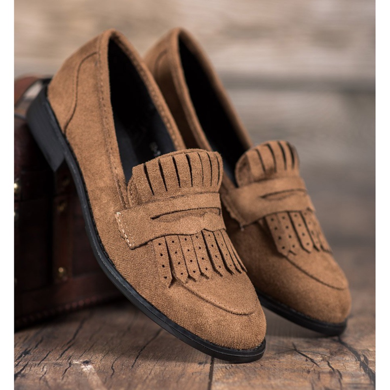 SHELOVET Mocassini con frange marrone 1