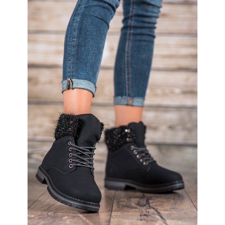 SHELOVET Trapper con glitter nero 2