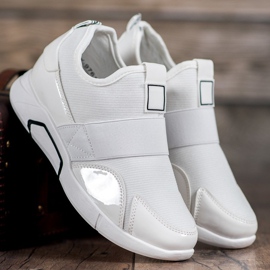 Ideal Shoes Sneakers alla moda senza lacci bianco 1