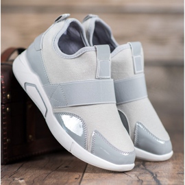 Ideal Shoes Sneakers alla moda senza lacci grigio 2