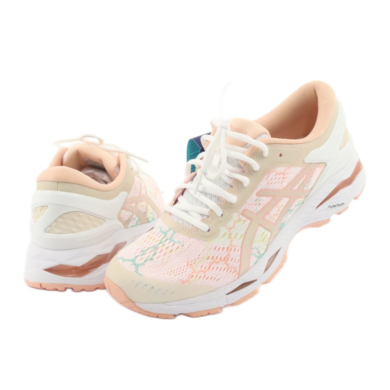 Scarpe da corsa Asics gel Kayano 24 Lite Show W T8A9N-0101 bianco marrone arancia verde 3