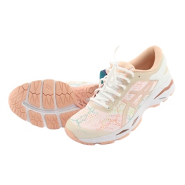 Scarpe da corsa Asics gel Kayano 24 Lite Show W T8A9N-0101 bianco marrone arancia verde 4