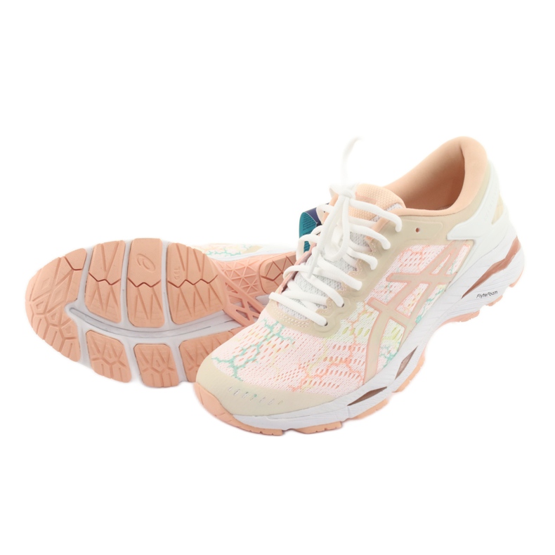 Scarpe da corsa Asics gel Kayano 24 Lite Show W T8A9N-0101 bianco marrone arancia verde 4