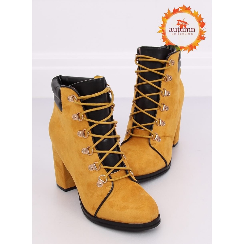Stivali in legno tacchi alti miele 995-29 Giallo 1