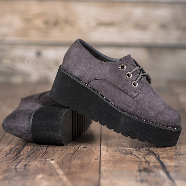 SHELOVET Scarpe in camoscio sulla piattaforma grigio 1