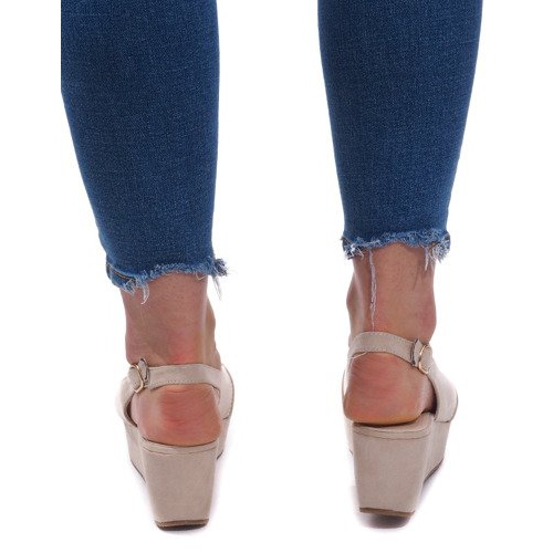 Sandali con zeppa 3H096 Beige 1