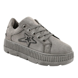 Sneakers creepersy grigie da donna G8302-2 grigio 1