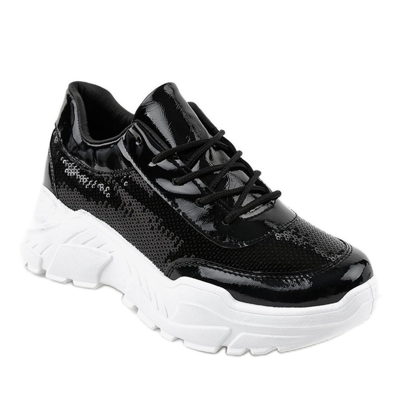 Scarpe sportive nere con paillettes W-3118 nero 1