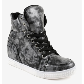 Sneakers nere con zeppe stringate ON001 nero 1