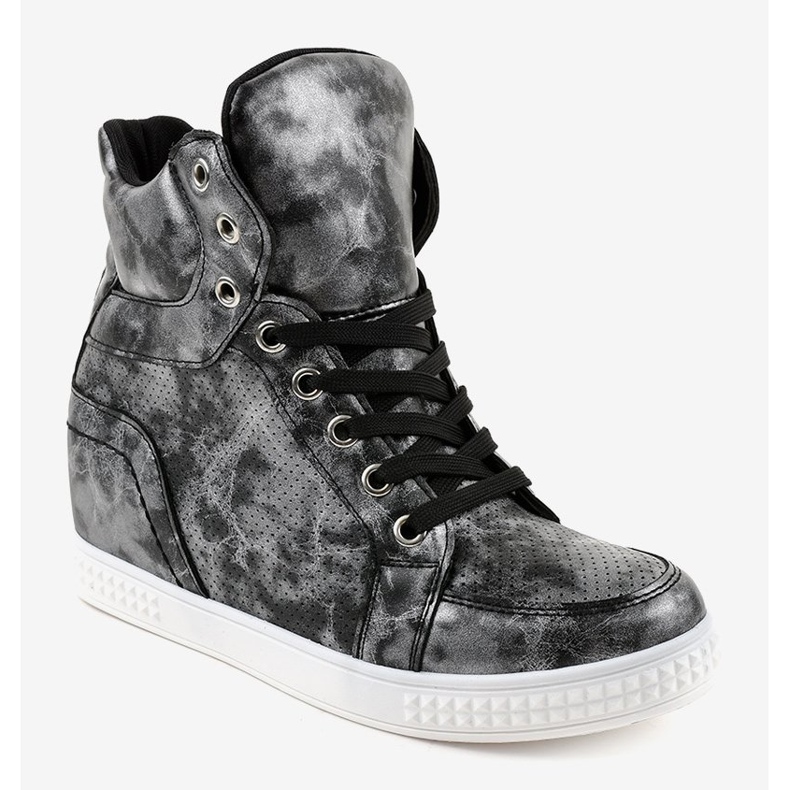 Sneakers nere con zeppe stringate ON001 nero 1