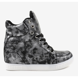 Sneakers nere con zeppe stringate ON001 nero 2