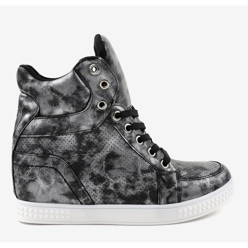 Sneakers nere con zeppe stringate ON001 nero 2