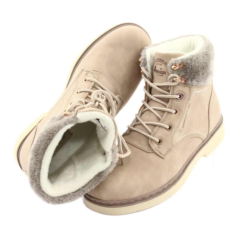 American Club American Boots Women's Lace -Up Beige RH47 6