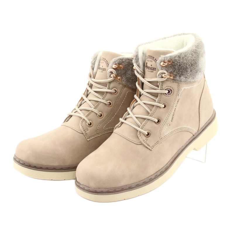 American Club American Boots Women's Lace -Up Beige RH47 3
