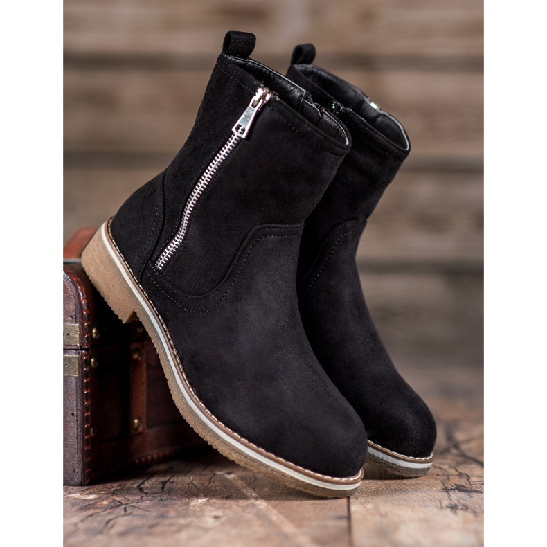 SHELOVET Stivaletti in pelle scamosciata nero 1