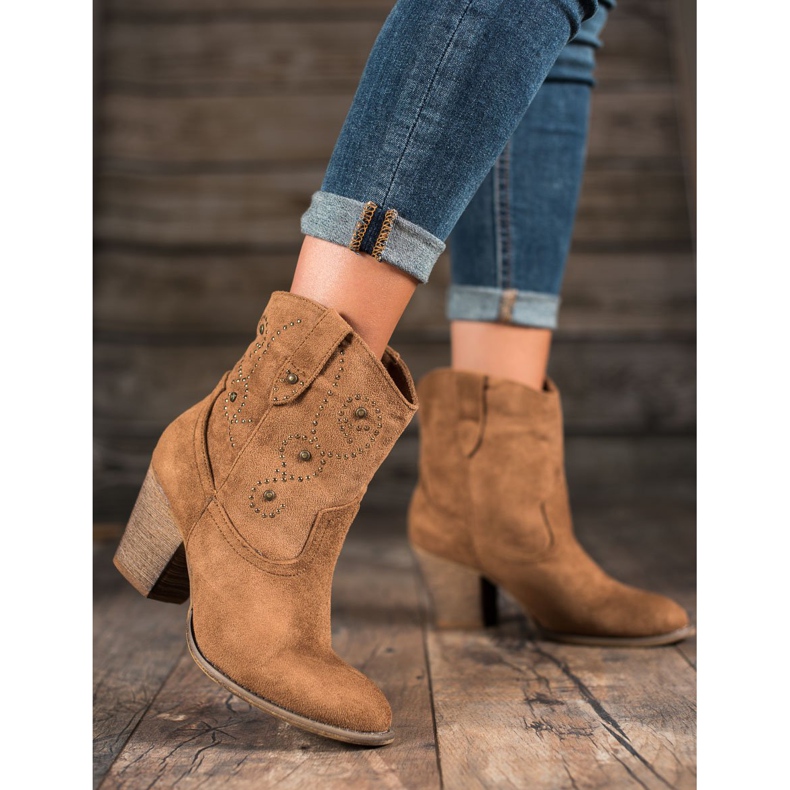 Small Swan Stivali da cowboy con il tacco alto marrone 2