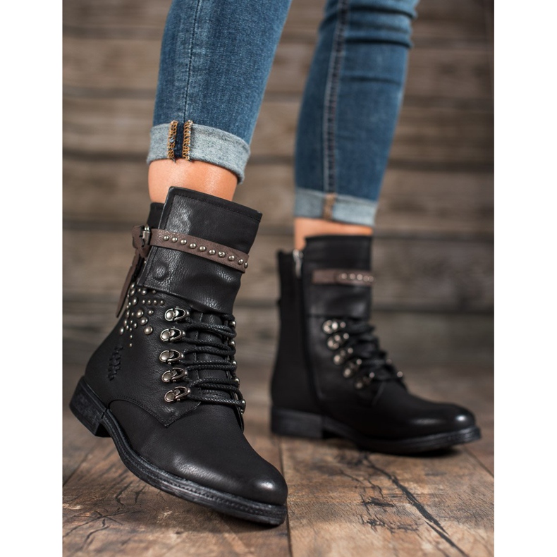 Super Me Stivali stringati alla moda nero 1