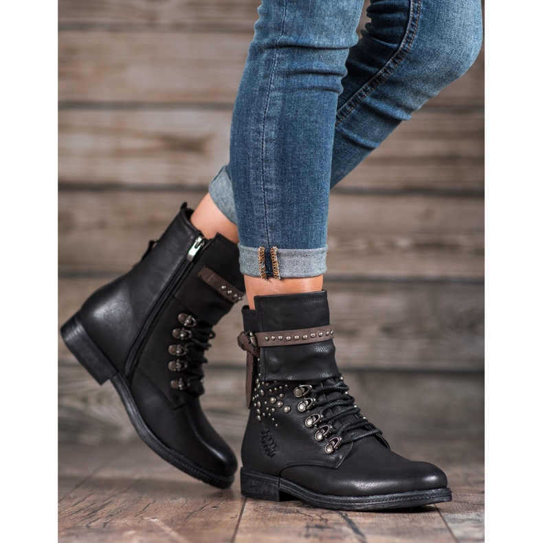 Super Me Stivali stringati alla moda nero 2