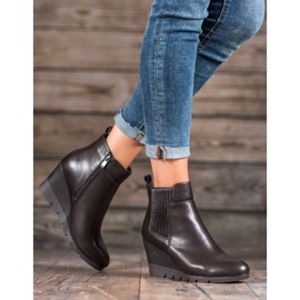 SHELOVET Stivali con zeppa marrone 1