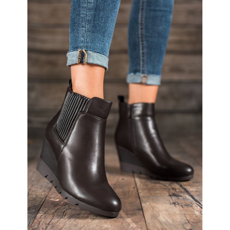 SHELOVET Stivali con zeppa marrone 2