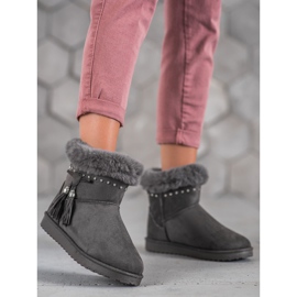 SHELOVET Mukluki con cristalli grigio 1