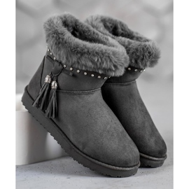 SHELOVET Mukluki con cristalli grigio 2