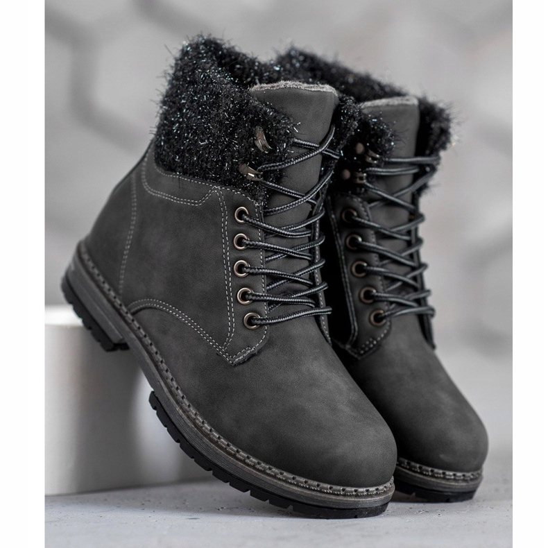 SHELOVET Trapper con glitter nero 1