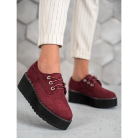 SHELOVET Scarpe in camoscio sulla piattaforma rosso 1